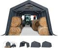 PHI VILLA 13'X22'X9.6' Outdoor Portable Storage Shelter Shed Garage with Roll up Zipper Doors & Vents Carport for Motorcycle Waterproof and UV Resistant Anti-Snow Portable Garage Kit Tent, Gray