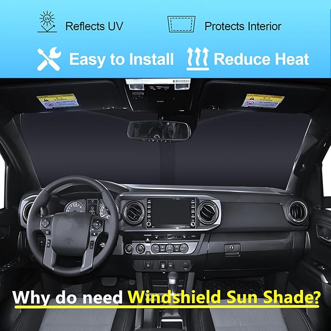 Windshield Sun Shade for GMC Yukon 2021-2025 4-Layer Front Window Shade Custom Sun Visor 240T Shade Blocks UV Keep Your Car Cooler