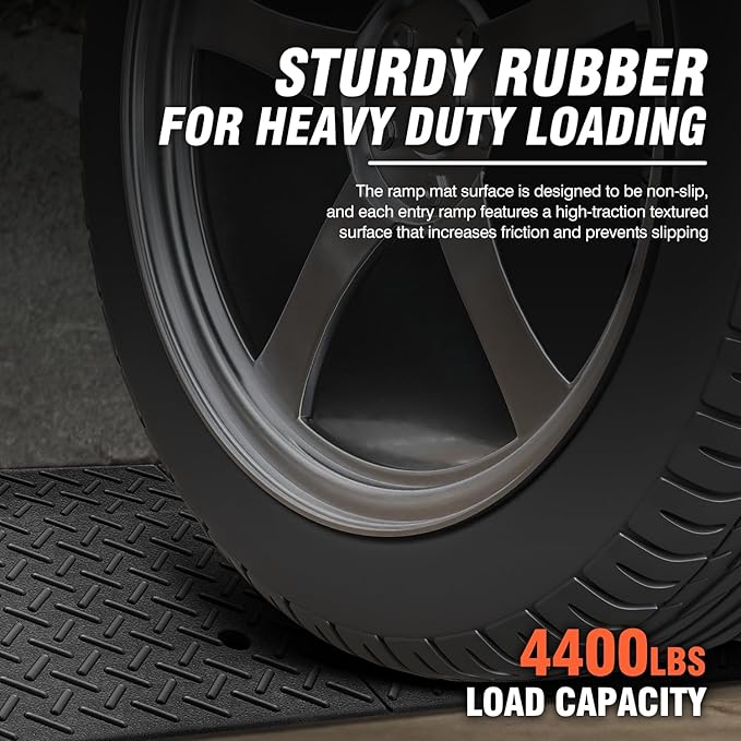 DNA MOTORING 1pcs 5.7" Rise Rubber Curb Ramp Heavy Duty Loading Driveway Ramp Threshold Ramp 38.6 in L x 14.8 in W x 5.7 in H for Loading Dock, Warehouse, Wheelchair, Motorcycles, Cars, TOOLS-00647