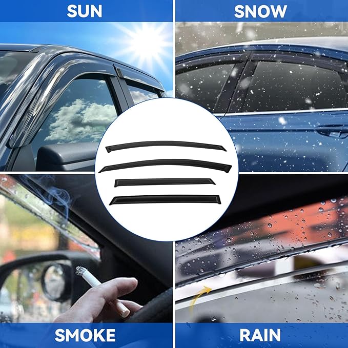 4pcs Front+Rear Smoke Tint Sun/Rain Guard Outside Mount Tape-On Vent Window Visors Compatible with 08-17 Enclave
