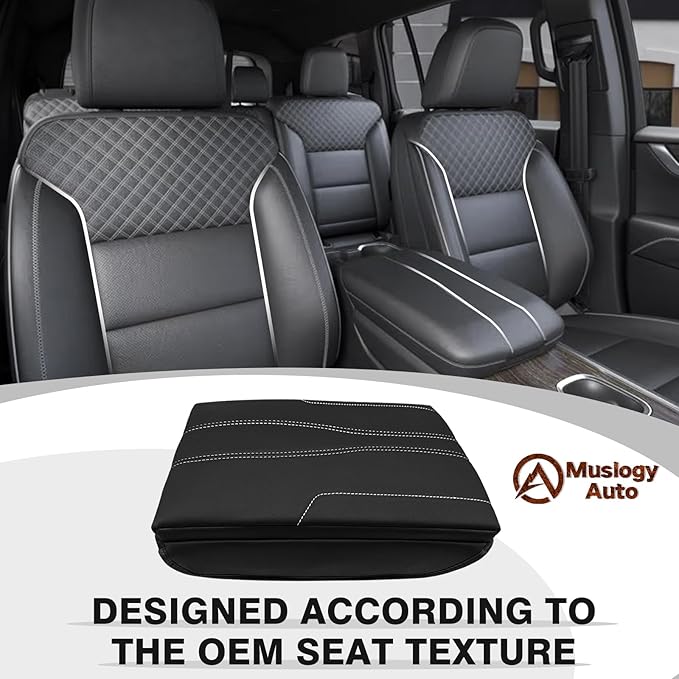 Muslogy Center Console Cover 1-Inch Extra Thick Armrest Pad Compatible with 2024 2025 GMC Acadia & Chevy Traverse&2025 Buick Enclave Arm Rest Cushion Padding Anti-Scratch Console Leather Lid Protector