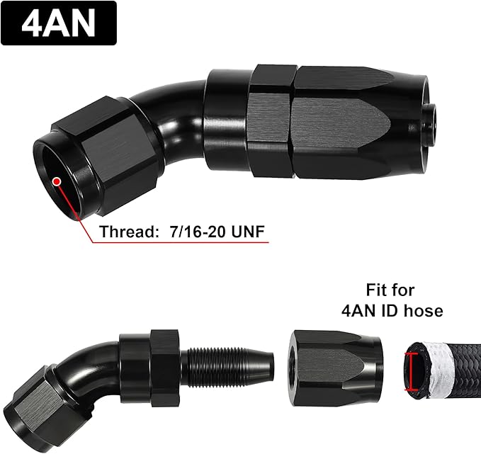 EVIL ENERGY 4AN 45 Degree One Piece Full Flow Hose End Fitting Swivel For CPE Braided Hose
