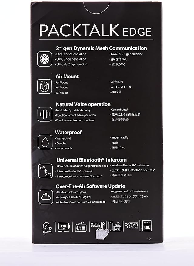Cardo PACKTALK Edge Motorcycle Bluetooth Communication System Headset Intercom - Dual Pack