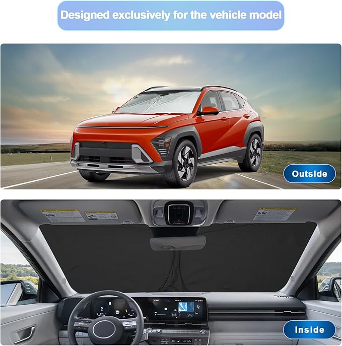 SXCY for 2024 2025 Hyundai Kona Windshield Sunshade for 2024 2025 Hyundai Kona SE SEL N-line Limited Accessories 2024 2025 Kona Sun Shade Foldable Sun Shield 2025 Kona Sunshade 2024 Kona Sun Protector