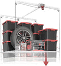Overhead Garage Storage Rack, Adjustable Heavy-duty 4x4 Ft Ceiling Storage Racks with Safety Lock, Ideal for Garage Storage Lifting Organization System, 250lbs Capacity, White