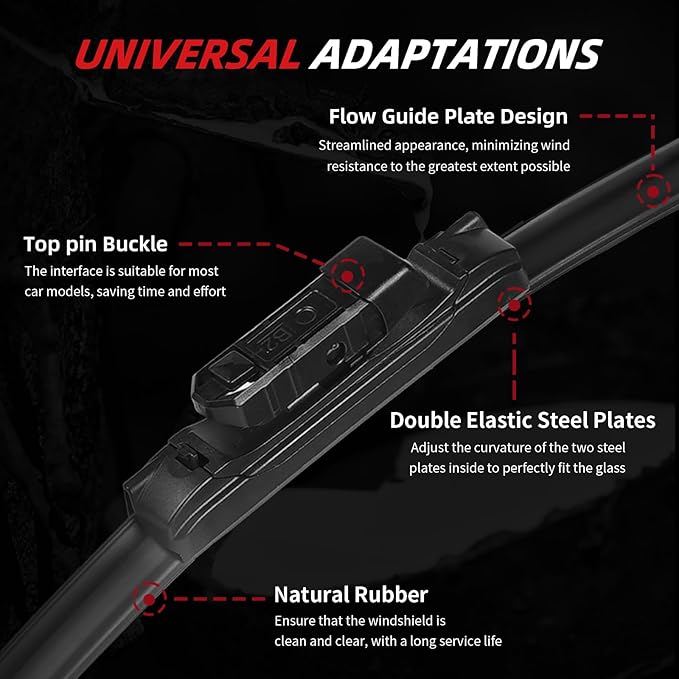 OTUAYAUTO Premium Windshield Wiper Blades - Replacement for Volkswagen Tiguan 2018-2022 - Precision Fit, All-Weather Performance, Front and Rear Wiper Blades, Top Lock - 25"+22"+15" (Pack of 3)