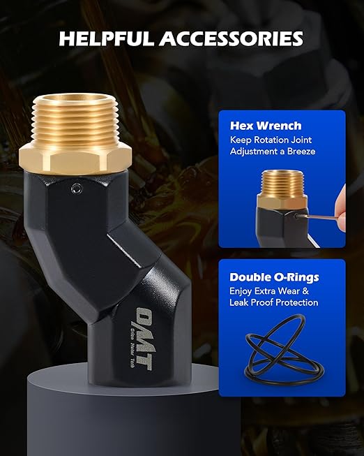 Orion Motor Tech 1" NPT Fuel Hose Nozzle Swivel, 1" Dual NPT Fuel Transfer Pump Nozzle Swivel, Multi Plane 360 Rotating Fuel Pump Tank Hose Swivel