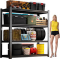 55''H Garage Shelving Heavy Duty Garage Storage Shelves, 2400LBS Capacity Adjustable 4 Tier Metal Industrial Shelf Unit for Kitchen, Utility Room, Warehouse and Basement, Black (16''Dx40''Wx72''H)