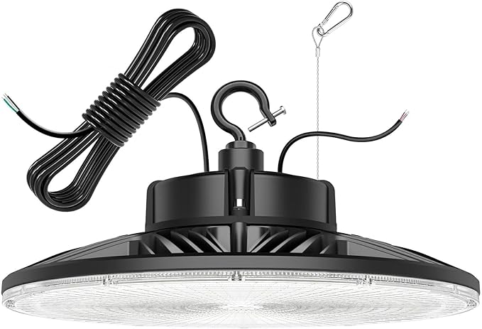 480V High Bay LED Lights 240W 36000LM(150LM/W) UL DLC Listed 0-10V Dimmable UFO High Bay Lighting 240W 200W 150W Adjustable 5000K IP65 Barn Workshop Warehouse Gym Factory Light