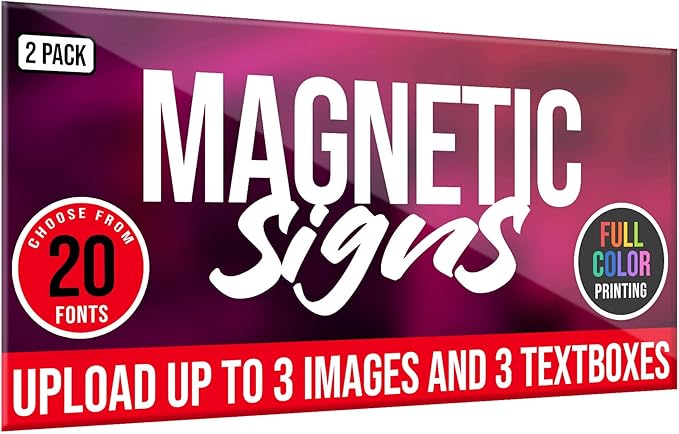 2 Pack, Personalized Magnetic Signs for Vehicles, Custom Car Magnets for Businesses, Customized Full Color Magnetic Truck Signs, 12x24 Car Magnet Signs (Design G)
