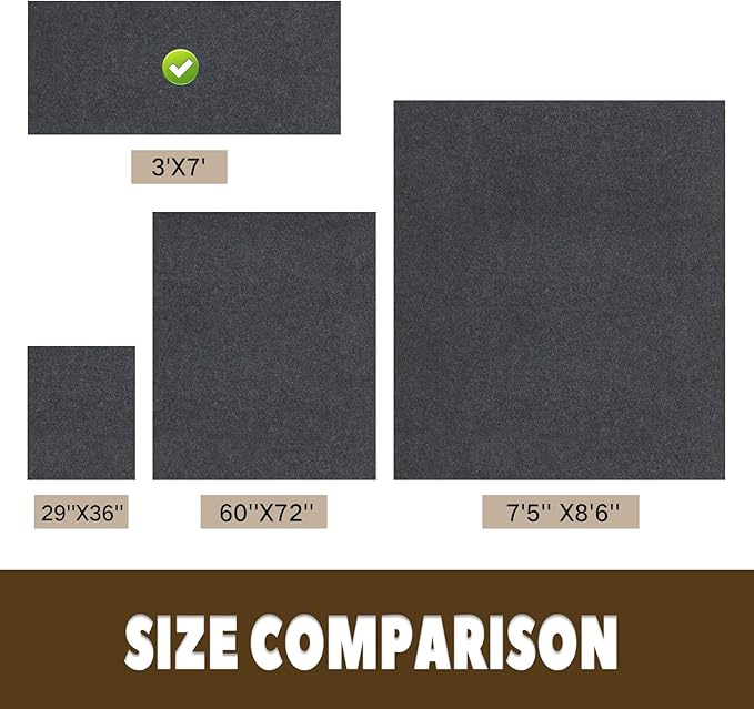 Oil Spill Mat, 3' x 7', Garage Floor Mat Under Car, Waterproof/Durable/Non-Slip TPR Backing, Reusable Absorbent Pad, Charcoal