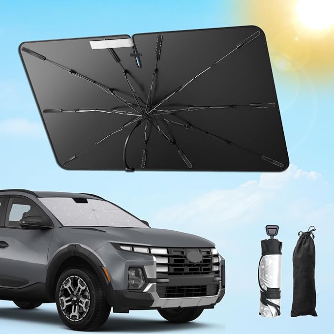 SXCY for 2022-2025 Hyundai Santa Cruz Windshield Umbrella Sunshade [Easier Foldable] for 2024 2025 Santa Cruz Accessories 2025 Santa Cruz Sunshade Umbrella 2025 Santa Cruz Windshield Umbrella Shade
