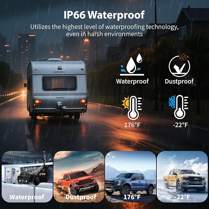 Solar Wireless Backup Camera Magnetic, 7 Inch Portable Installation RV Backup Camera, 1080P HD Rear View Camera, Rechargeable 7'' Monitor Kit for Car, IR Night Vision, 150° Wide Angle, DIY Guide Lines