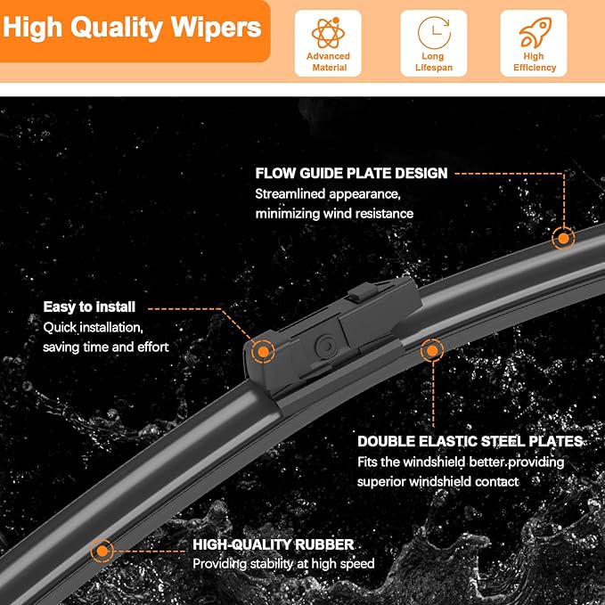 HULADAED® 24''+20''+11'' Windshield Wipers Replacement for Kia Soul 2010-2019;Kia Soul EV 2015-2019; Kia Sorento 2011-2015,Silicone Front Rear Wiper blades for MY Car-All Weather & Quiet(3 PACK)
