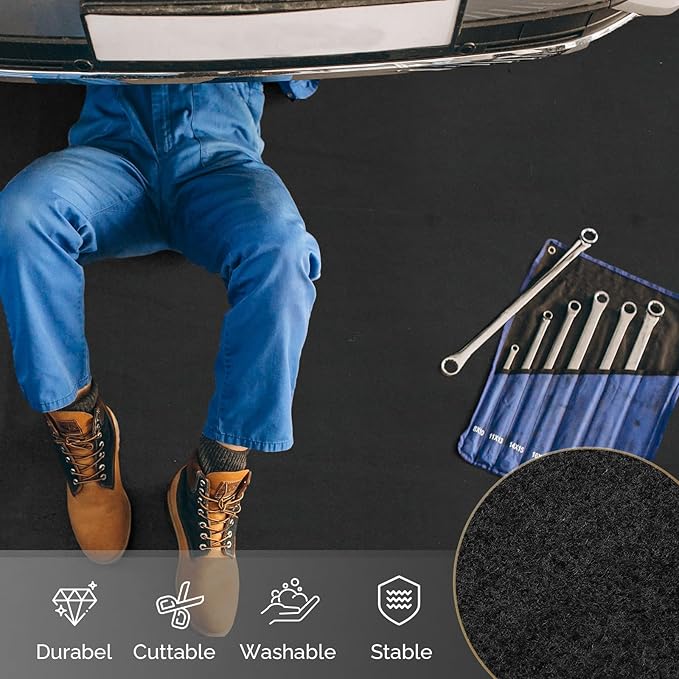 TUFFIOM 22' x 8' Oil Spill Mat with Tape,Garage Floor Mat for Under Car,Oil Absorbent Mat for Garage Waterproof,Oil Drip Change Parking Mat for Driveway,Reusable,Washable