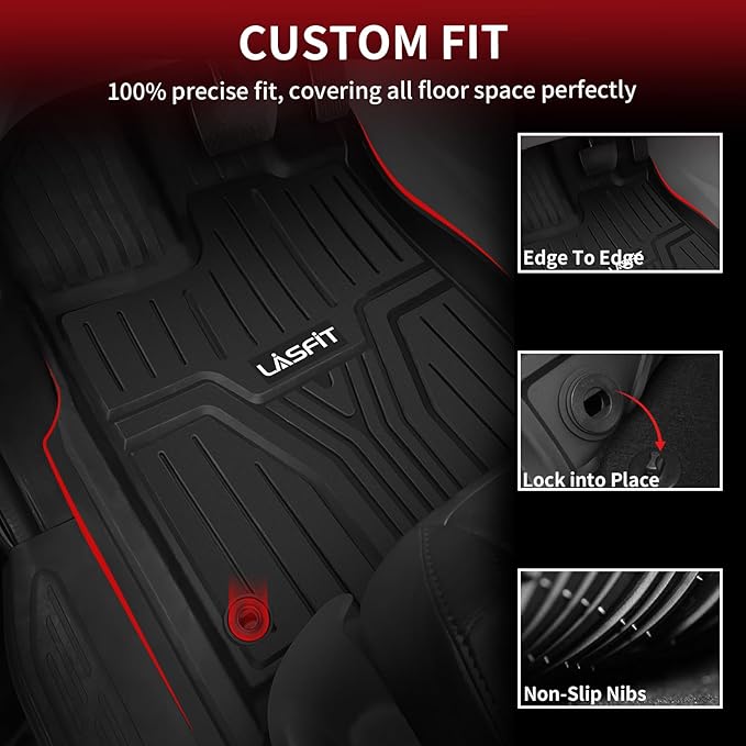 LASFIT Floor Mats & Trunk Mat for Honda Odyssey 2026 2025 2024 2023 2022 2021 2020 2019 2018 Mini Passenger Van, All Weather TPE Car Floor Liners-1st & 2nd & 3rd Row & Cargo Mat Full Set