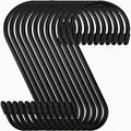 Nisoger 12 Pack 6 Inch Heavy Duty S Hooks, Large S Hooks for Hanging Plants, Vinyl Coated S Hooks Sturdy Non Slip Black S Hooks for Hanging Closet,Bird Feeders,Kitchen,Large Object,Garden Tools