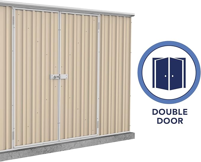 Absco Premier Storage Sheds, 10'x10' Metal Garage, DIY Backyard Shed, Utility Tool Storage, Weather & Wind Resistant Aluminum Panels & Steel Frame, Maintenance-Free, 12 Year Warranty, Classic Cream
