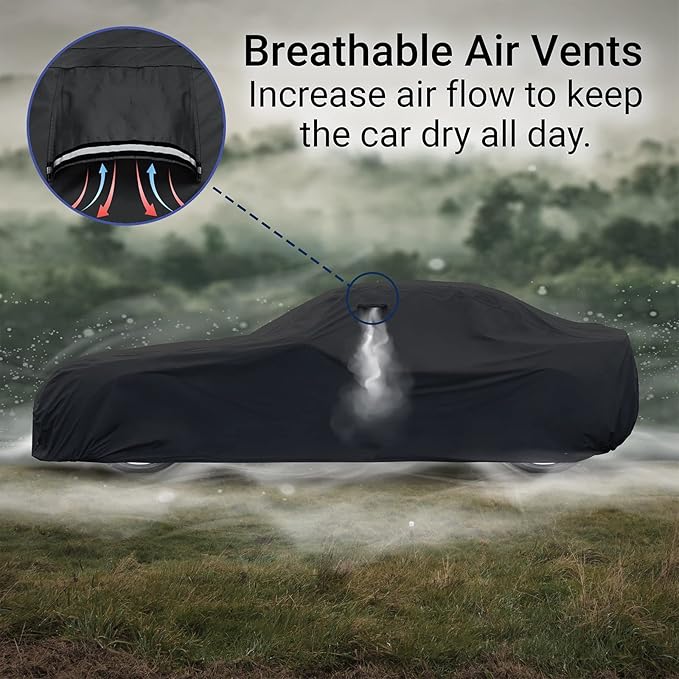 iCarCover Custom Car Cover for 1974-1978 Ford Mustang Waterproof All Weather Rain Snow UV Sun Protector Full Exterior Indoor Outdoor Car Cover (Stripe - Black/Red)