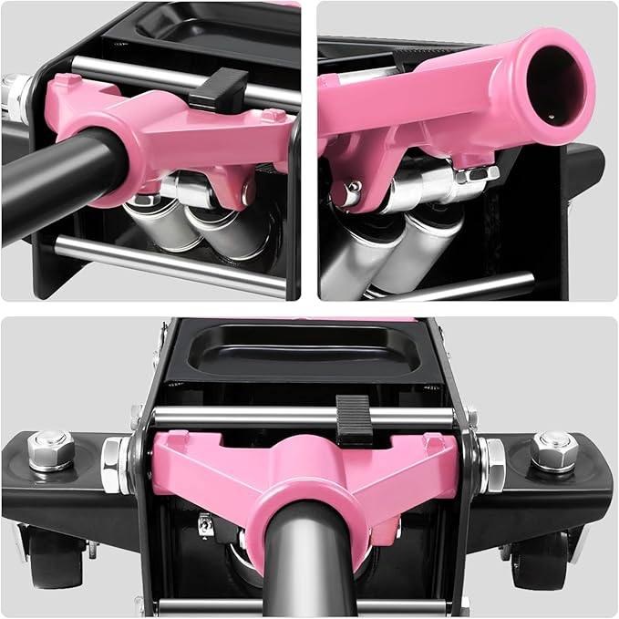 DNA MOTORING Low Profile Hydraulic Trolley Service/Floor Jack, 3 Ton (6000 lbs) Capacity, Lifting Range 3"-20", Pink, TOOLS-00475-PK