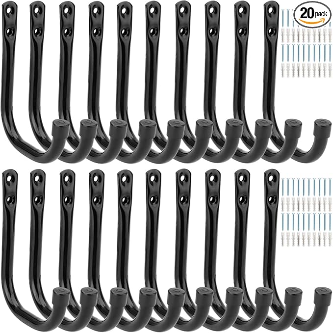 20 Pcs Heavy Duty Garage Storage Utility Hooks, 4.1Inch J Hangers Wall Hooks for Hanging Bikes, Ladders, Cord, Hose, Garden Tools