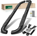 YHTAUTO 4 Inch Running Boards Side Steps Fit 2019-2024 Chevy Silverado & GMC Sierra 1500/2500 HD/3500 HD, Extended/Double Cab, Oval Bent Ends Carbon Steel Black Powder, Truck Cab Side Step Rails