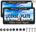 License Plate Frames Black and White Car Plate Frame Fear Ends When Faith Begins Aluminum Metal Car Accessory 2 Pack with Screw Covers Set
