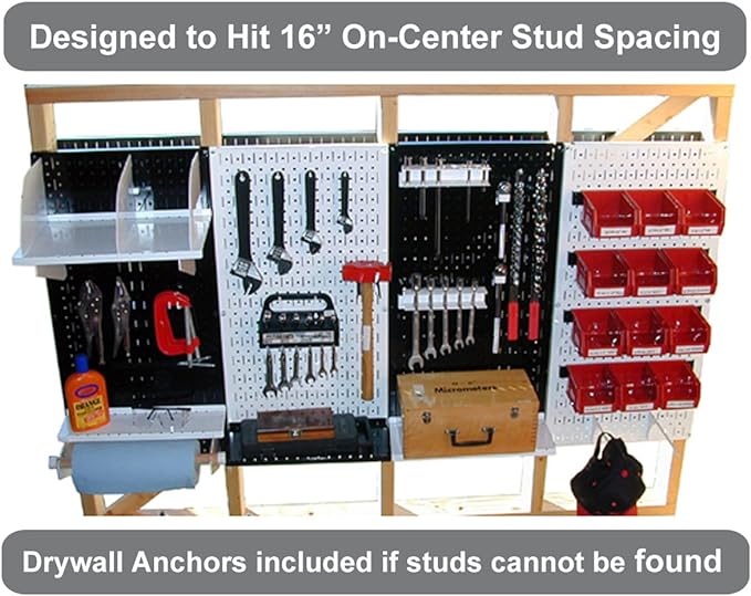 Wall Control Pegboard Organizer 4 ft. Metal Pegboard Standard Tool Storage Kit with Galvanized Toolboard and White Accessories