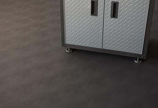 G-Floor Seamless Sheet Vinyl Shed Flooring Cover with Bonded Fibrous Backing - Levant Pattern (8' x 16', Slate Grey)