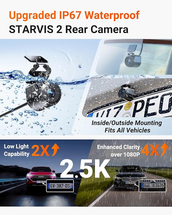 Vantrue N4 Pro S 4K 3 Channel Dash Cam w/Triple STARVIS 2, 4K+1080P+2.5K Front Inside Rear Dash Camera, HDR IR Night Vision, Voice Control, Parking Mode, GPS, Wi-Fi, Support 1TB