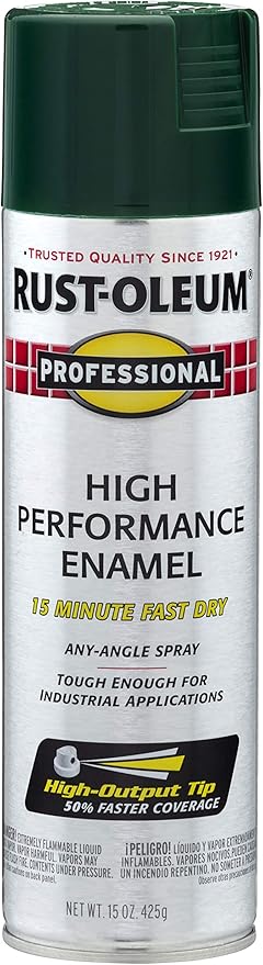 Rust-Oleum 7538838 Professional High Performance Enamel Spray Paint, 15 Oz, Gloss Hunter Green