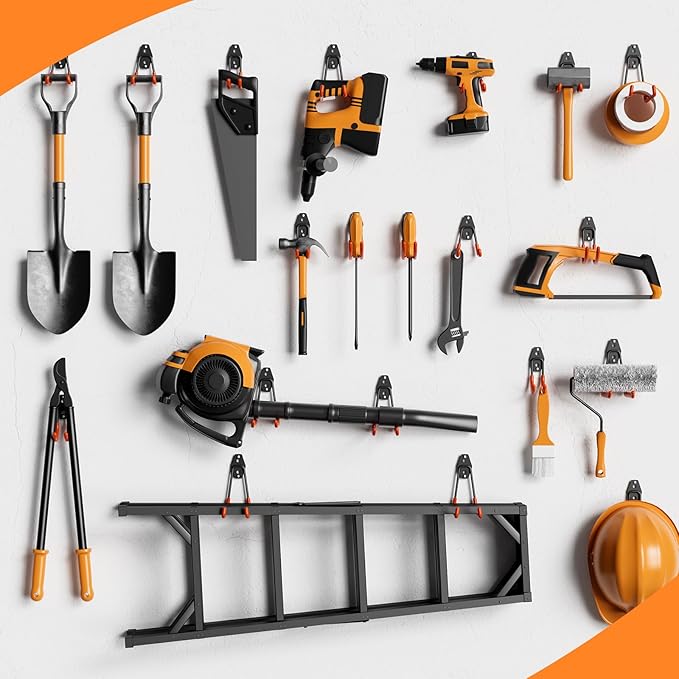 Garage Storage Hooks, 12 Pack Steel Heavy Duty Wall Mount Hooks for Hanging Bike, Ladder, Garden Tools
