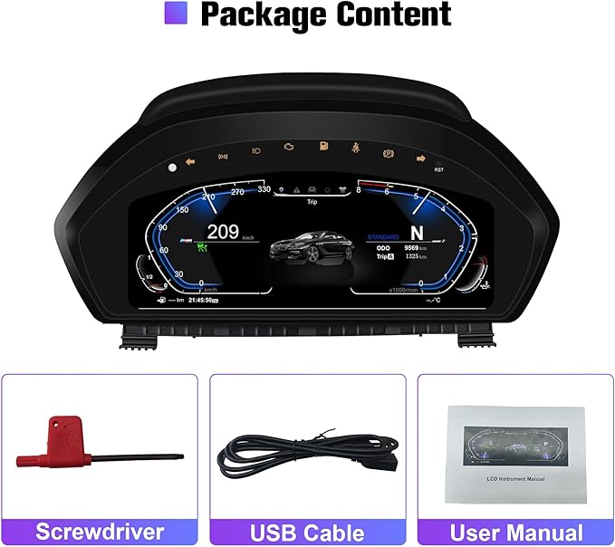 Speedometer Instrument for BMW F30 F36 2013-2020，12.3 inch Linux System Original Modern Car Odometer Information Head up Display Digital Cluster Electronic Gauge Dashboard Screen