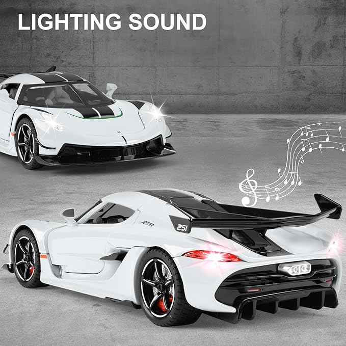 Toy Cars Model Jesko 1/22 Diecast Metal Sports Toy Cars for Boys, Alloy Collectible Model Car with Sound and Lights, Race Model Car for Kids