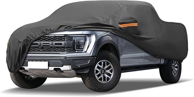 MORNYRAY Compatible with Ford F150,Car Cover Outdoor Waterproof Sun Rain Snow Hail Protection with Driver Door Zipper (Black, Custom Fit Ford F150)