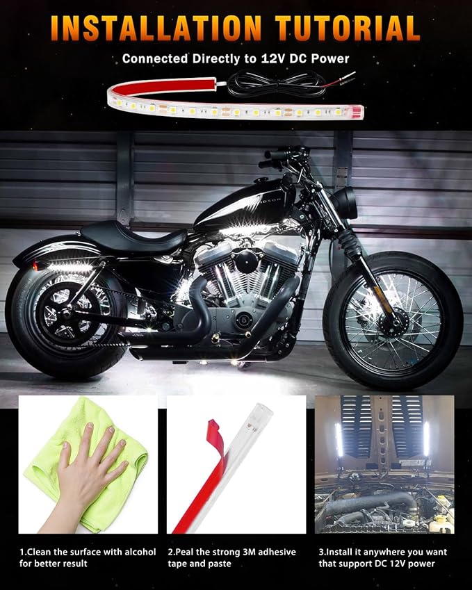 Qasim 12V Led Light Strip Waterproof 32CM White Golf Cart Underglow Led Lights for Car Motorcycles Boat Navigation Interior & Exterior-Pack of 6