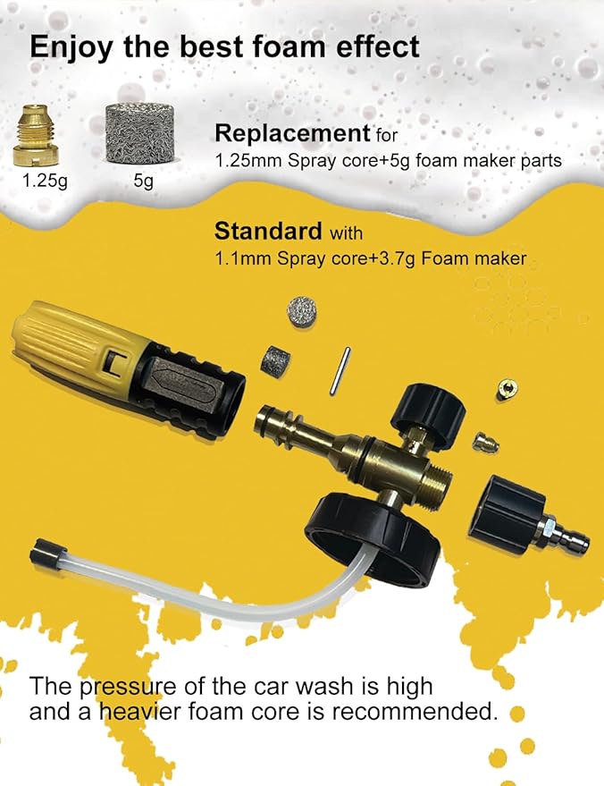 BOSEA Foam Cannon with Pressure Washer Tips and Nozzle Holder, 4000PSI Car Wash Snow Foam Cannon (Wide Mouth) with M22 and 1/4" Quick Connector,1L Bottle