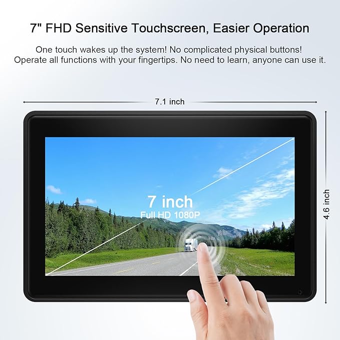 Fookoo 2 Magnetic Solar Wireless Backup Camera 7" IPS Touchscreen Monitor 1 Min DIY Install Portable Scratch-Proof No Drilling HD 1080P DVR Rechargeable Night Vision for Car RV Truck Camper - DCM702