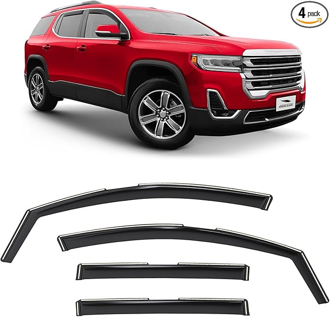 Voron Glass in-Channel Extra Durable Rain Guards for GMC Acadia 2017-2023, Window Deflectors, Vent Window Visors, 4 Pieces - 200577