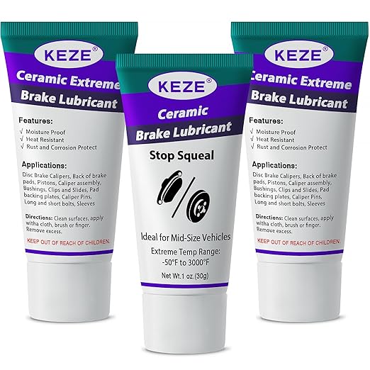 Keze Ceramic Brake Lubricant Grease Break Caliper Lube for Sliding Pin Parts Pad Superior Heat Resistance,Prevents Seizing Stops Squeaking,1 oz-3 Pack