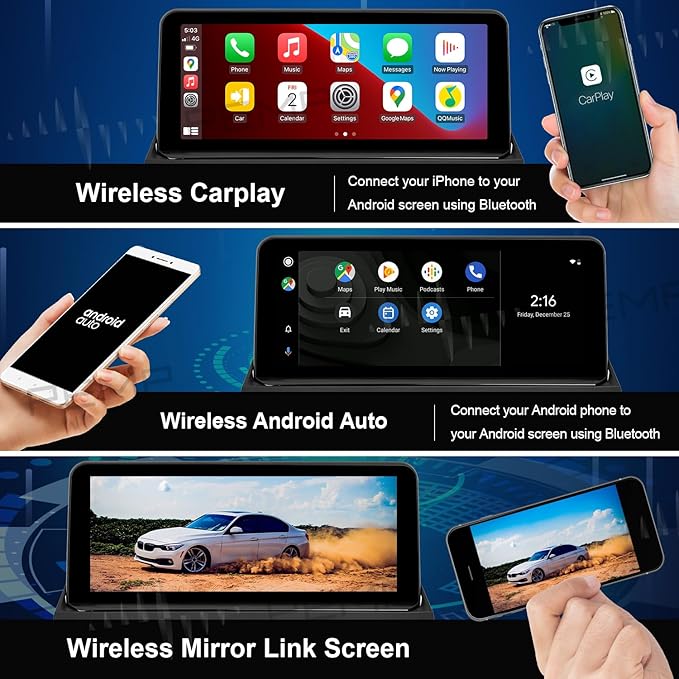 PEMP Linux Vertical Screen E70 E71 CIC Wired and Wireless CarPlay Retrofit Android Auto, 1920 x 720 Display Mirror Link Car Radio Bluetooth Video Player Screen for BMW X5 X6 (2010-2012)