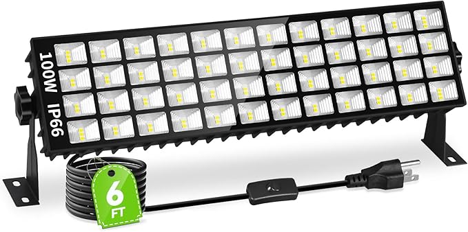 100W LED Shop Light, 11000LM Plug in Garage Light with 6FT Power Cord, IP66 Waterproof Work Bench Shop Lights for Garage, Workshop, Warehouse, Outdoor, Yard, Garden
