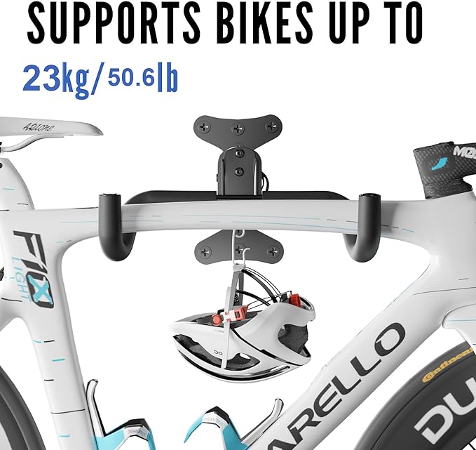 Bike Wall Mount Hanger - Adjustable Horizontal Bicycle Storage Rack for Garage and Home - Metal Hook Holder for Road, Mountain, and Hybrid Bikes