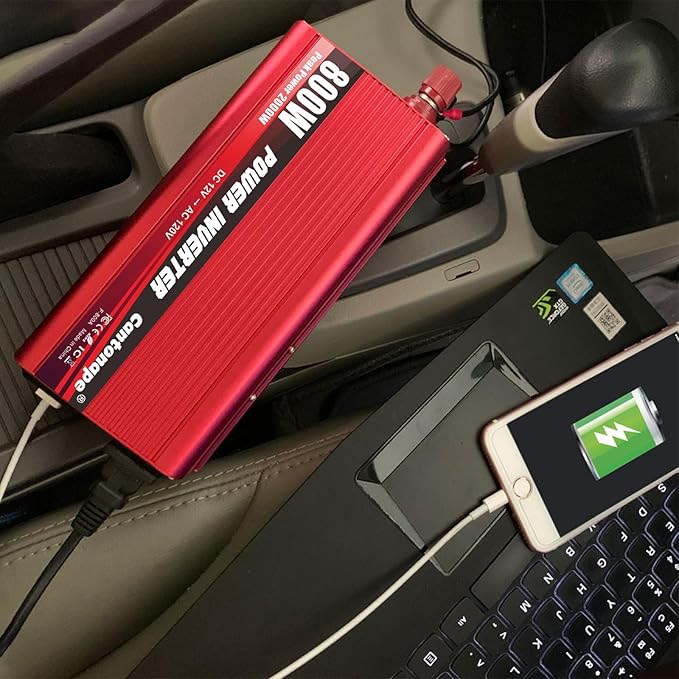 800 Watt Car Inverter DC 12V to 110V/120V AC Converter Power Inverter with 3.1A USB Car Adapter and Cigarette Lighter for Car Home Laptop Truck