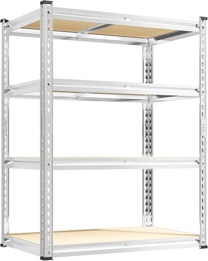 REIBII 60.05" H Storage Shelves 1840LBS Garage Shelving Heavy Duty Shelving 4 Tier Garage Shelves Adjustable Metal Shelf for Kitchen Basement Pantry Warehouse 35.45" W x 17.72" D x 60.05" H