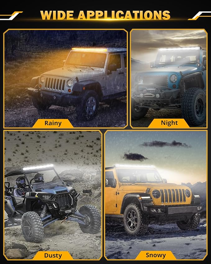Auxbeam 42 Inch Curved LED Light Bar, 240W 6 Modes Amber White Strobe Fog Lights, Yellow Spot Flood Memory Reset Function Offroad Driving Work Ditch Light for Truck Car ATV