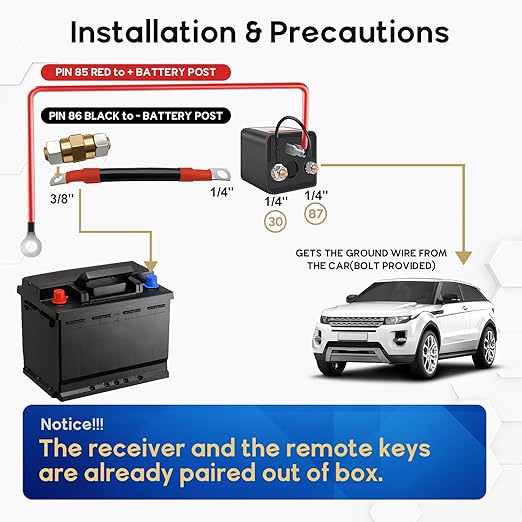 Side Post Remote Battery Disconnect Switch 12V 200A/1000A, Wireless Remote Control Heavy Duty Battery Kill Switch for Car, Truck, UTV, ATV, Marine, Anti-Theft