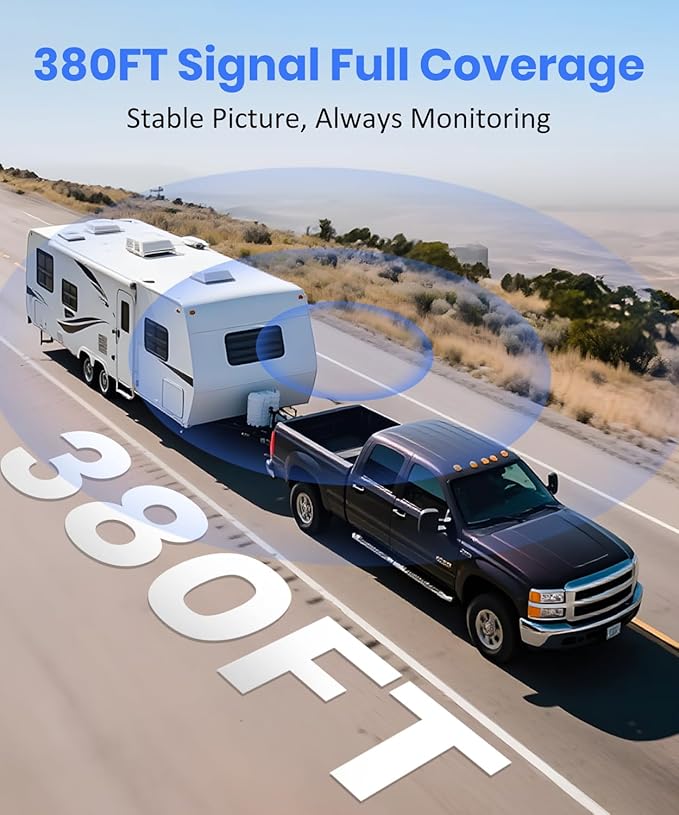AUTO VOX Wireless Backup Camera Solar Magnetic: Portable Storage Bag Include,1-Min Easy Installation,5" 1080P Monitor, 380FT Signal Stable Coverage Back Up Camera for Truck, SUV, RV,Trailer, Van