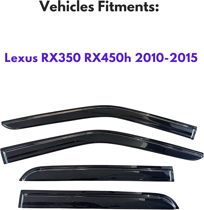 KPY Window Visor Compatible with Lexus RX350 RX450h 2010-2015, 4PC Rain Guard Side Window Vent Deflectors Tape-On Mugen Style, 2010 2011 2012 2013 2014 2015
