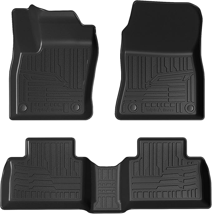 TripleAliners All Weather Floor Mats Compatible with 2025 Nissan Kicks Interior Accessories 1st & 2nd Row Floor Liners Custom Fit Anti-Slip TPE Full Coverage Protection Waterproof Car Mats